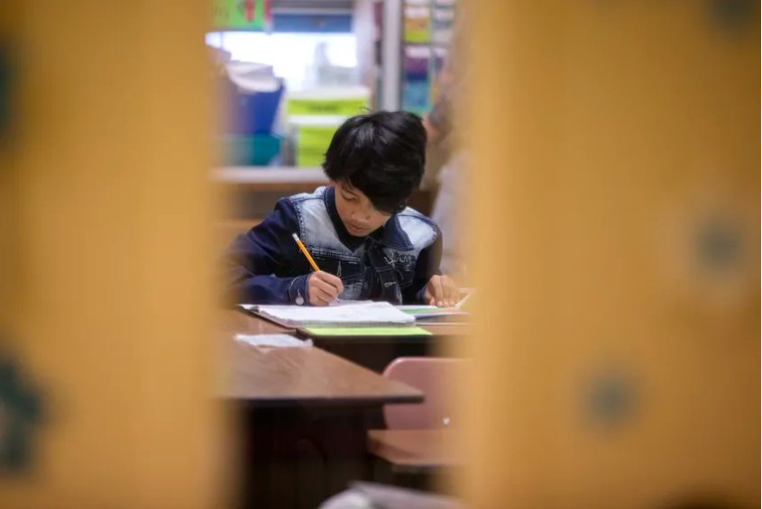 A student in a classroom at Cactus Elementary School.